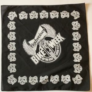 Vintage Budweiser Daytona Beach Bike Week Bikefest Black & White Bandana…